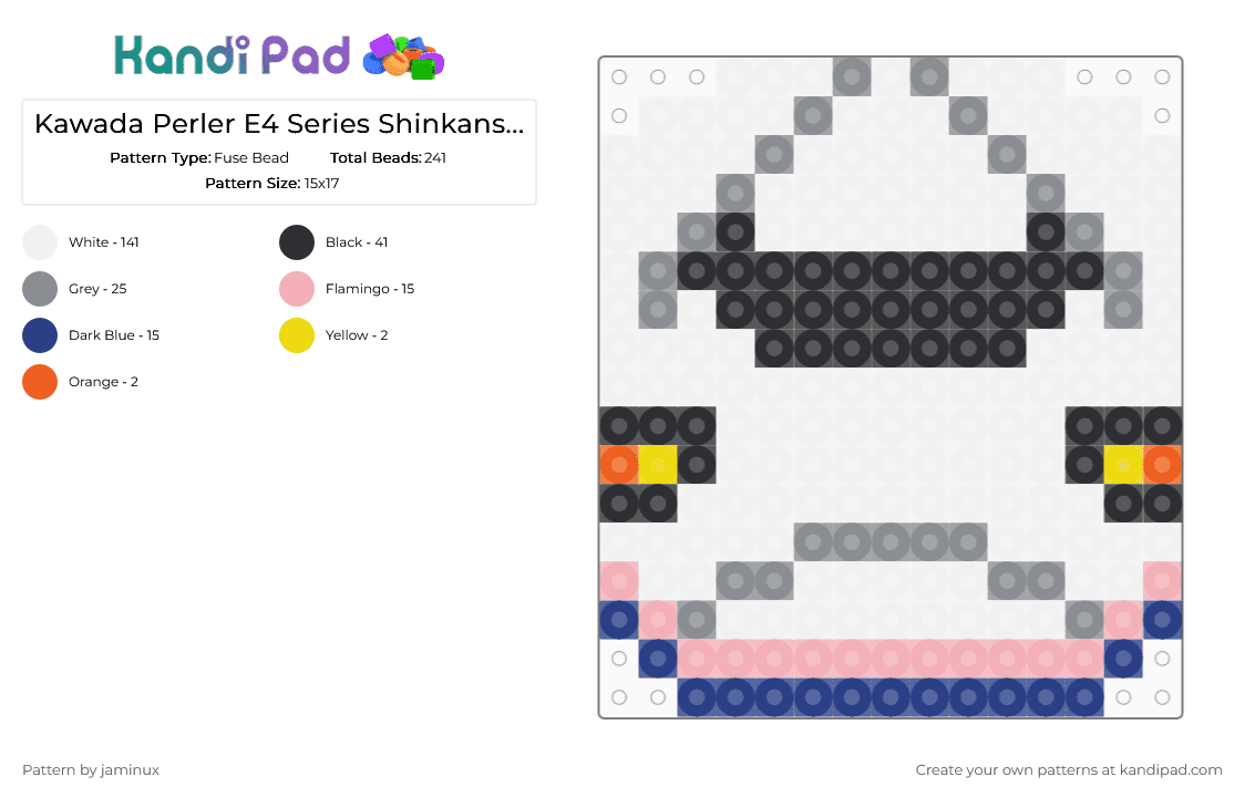 Kawada Perler E4 Series Shinkansen Bullet Train - Fuse Bead Pattern by jaminux on Kandi Pad - white,beige,blue,gray,small