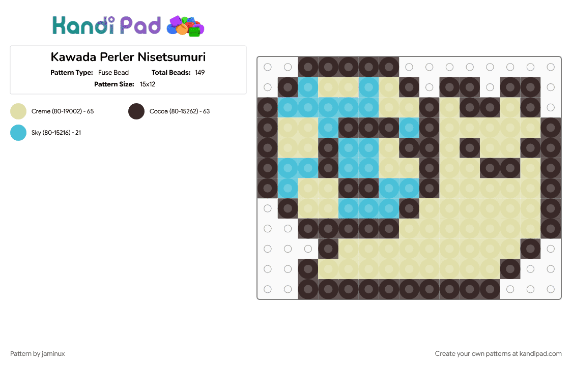 Kawada Perler Nisetsumuri - Fuse Bead Pattern by jaminux on Kandi Pad - brown, character, fuse bead, kawaii, pastel, san x, small, snail, sumikko gurashi, yellow
