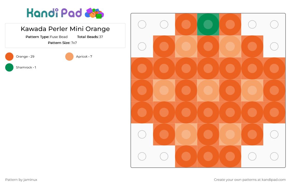 Kawada Perler Mini Orange - Fuse Bead Pattern by jaminux on Kandi Pad - orange,small,tiny,fruit,food
