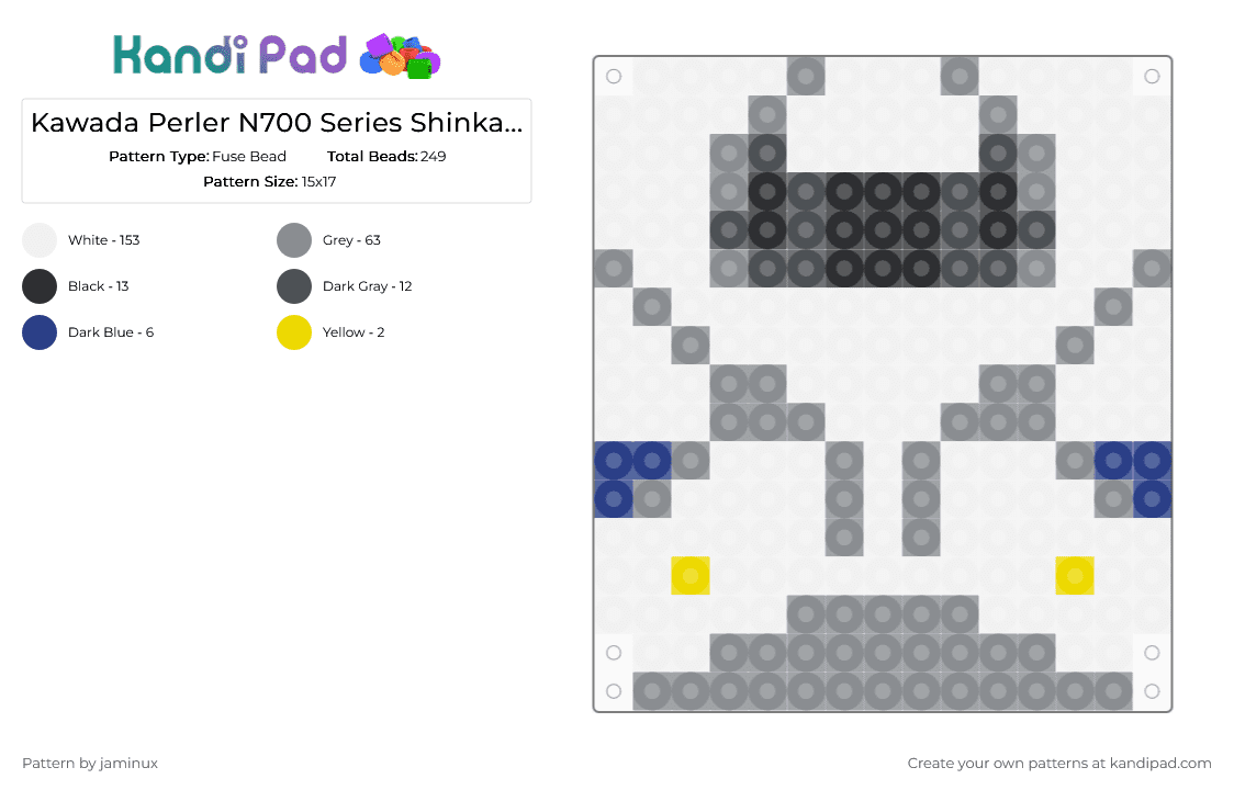 Kawada Perler N700 Series Shinkansen Bullet Train - Fuse Bead Pattern by jaminux on Kandi Pad - white,gray,small