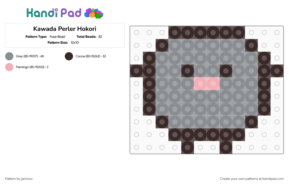 Kawada Perler Hokori - Fuse Bead Pattern by jaminux on Kandi Pad - brown, character, cute, fuse bead, gray, kawaii, pastel, san x, sumikko gurashi