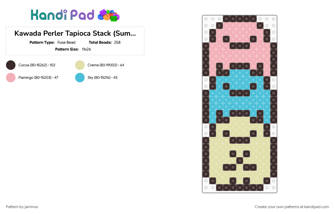 Kawada Perler Tapioca Stack (Sumikko Gurashi) - Fuse Bead Pattern by jaminux on Kandi Pad - blue, brown, character, fuse bead, kawaii, pastel, pink, san x, yellow