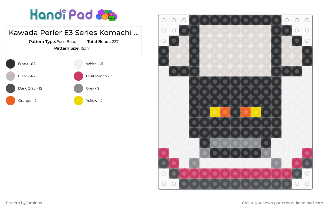 Kawada Perler E3 Series Komachi Bullet Train - Fuse Bead Pattern by jaminux on Kandi Pad - beige,gray,small,white,shinkansen