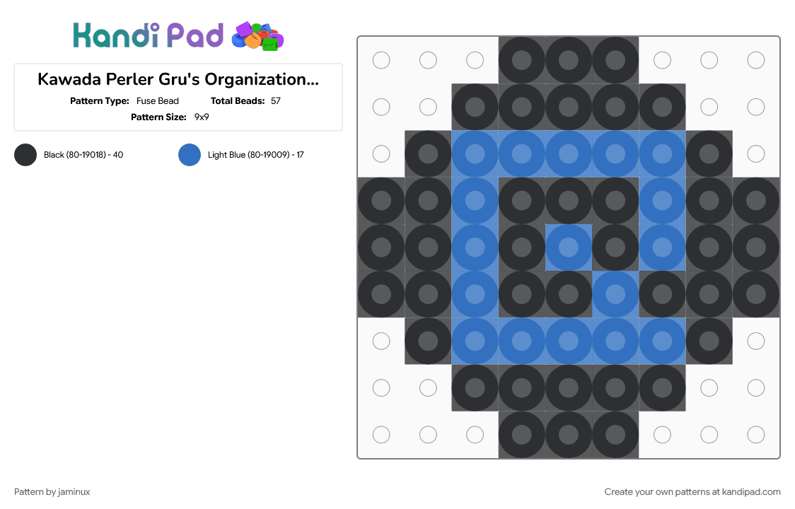 Kawada Perler Gru\'s Organization Logo - Fuse Bead Pattern by jaminux on Kandi Pad - black, blue, despicable me, easy, movie, small, tiny