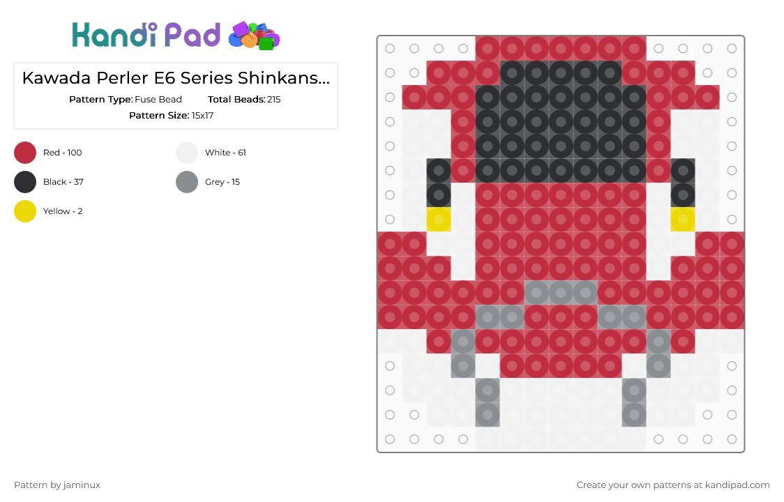 Kawada Perler E6 Series Shinkansen Bullet Train - Fuse Bead Pattern by jaminux on Kandi Pad - red,small