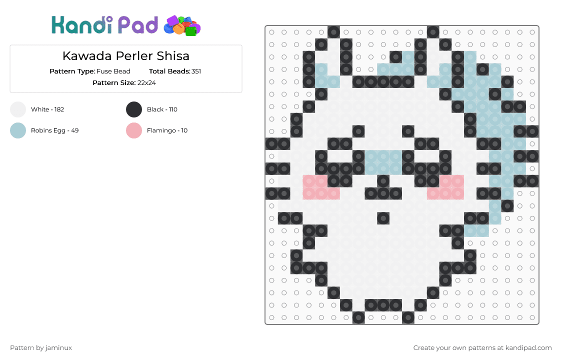 Kawada Perler Momonga - Fuse Bead Pattern by jaminux on Kandi Pad - white,light blue,small,chiikawa,cute,kawaii,blue