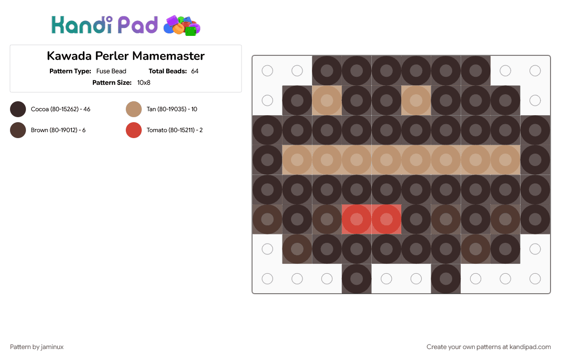 Kawada Perler Mamemaster - Fuse Bead Pattern by jaminux on Kandi Pad - brown, character, cute, fuse bead, kawaii, san x, small, sumikko gurashi