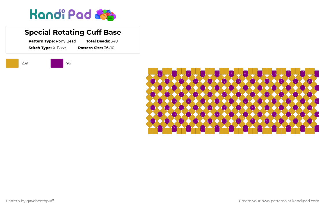 Special Rotating Cuff Base Pony Bead Pattern - Kandi Pad | Kandi ...