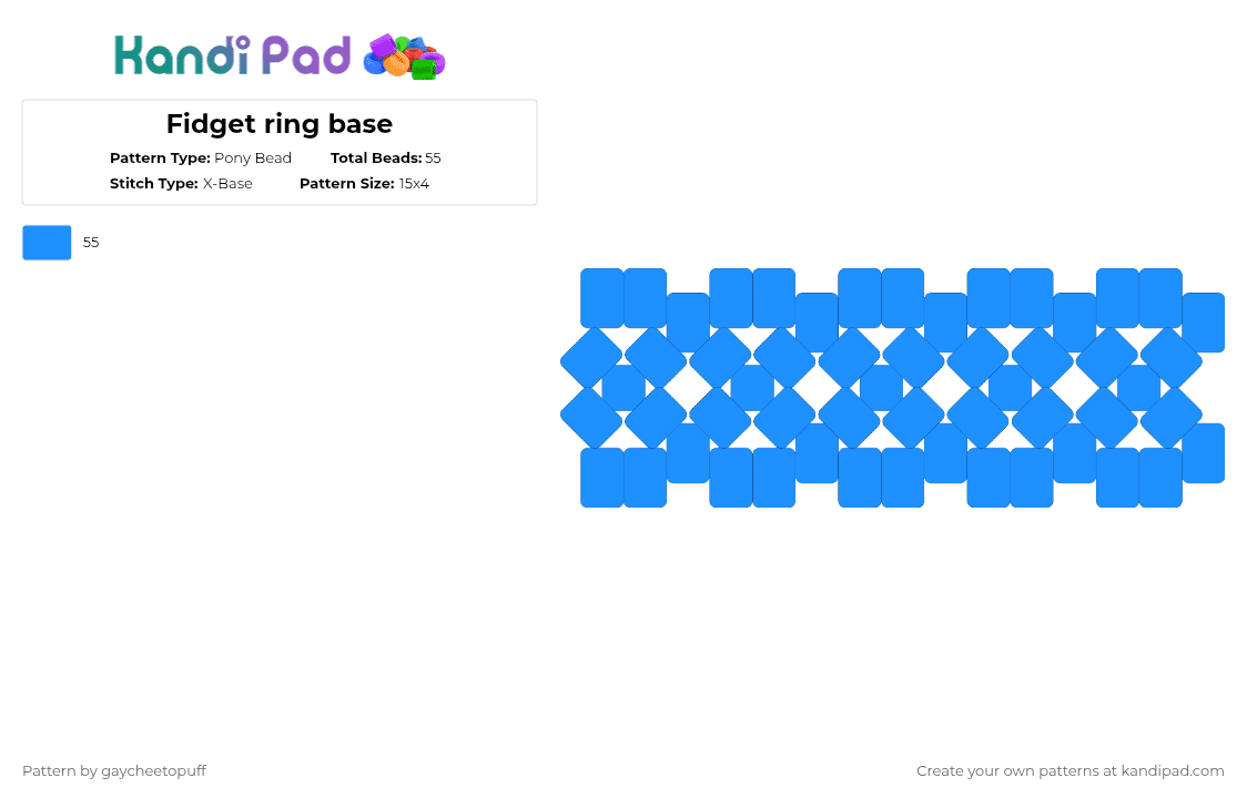 Fidget ring base - Pony Bead Pattern by gaycheetopuff on Kandi Pad - light blue