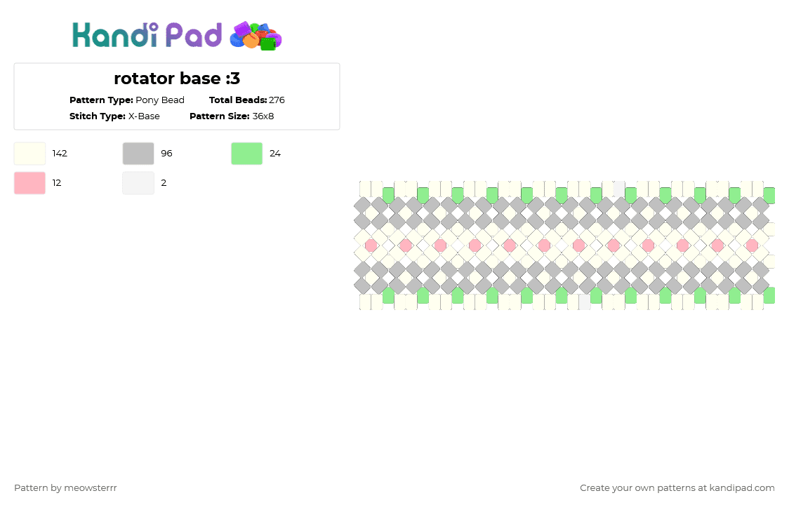 rotator base :3 - Pony Bead Pattern by meowsterrr on Kandi Pad - white,beige