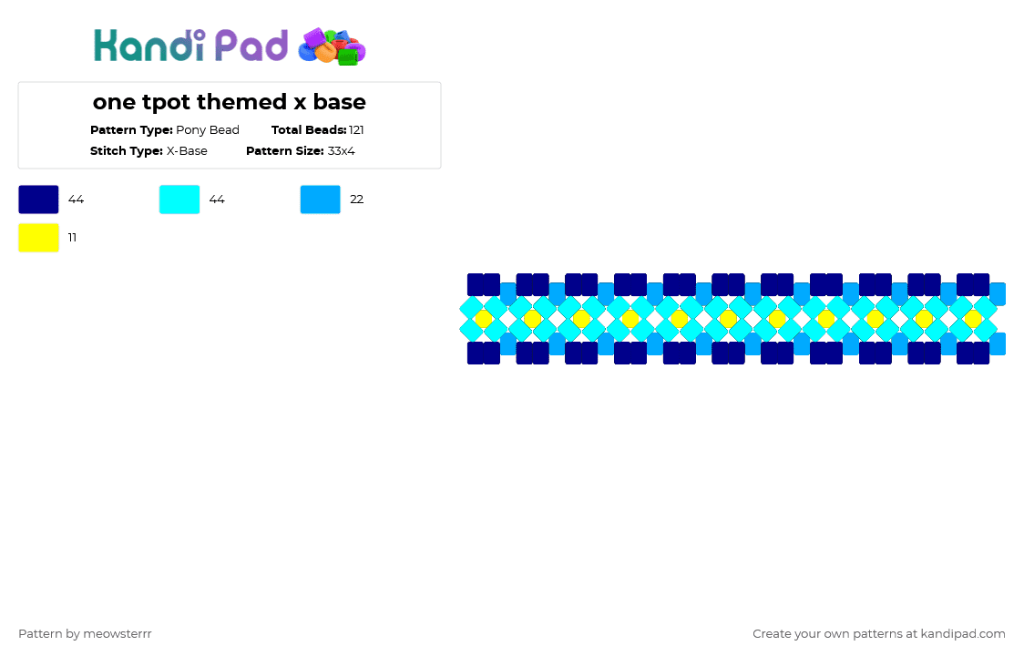 one tpot themed x base - Pony Bead Pattern by meowsterrr on Kandi Pad - bfdi, light blue, object show, one, osc, purple, the power of two, tpot, xfohv