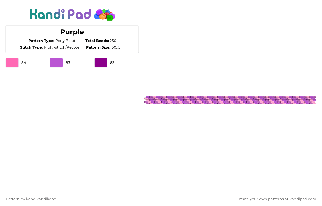 Purple - Pony Bead Pattern by kandikandikandi on Kandi Pad - pink