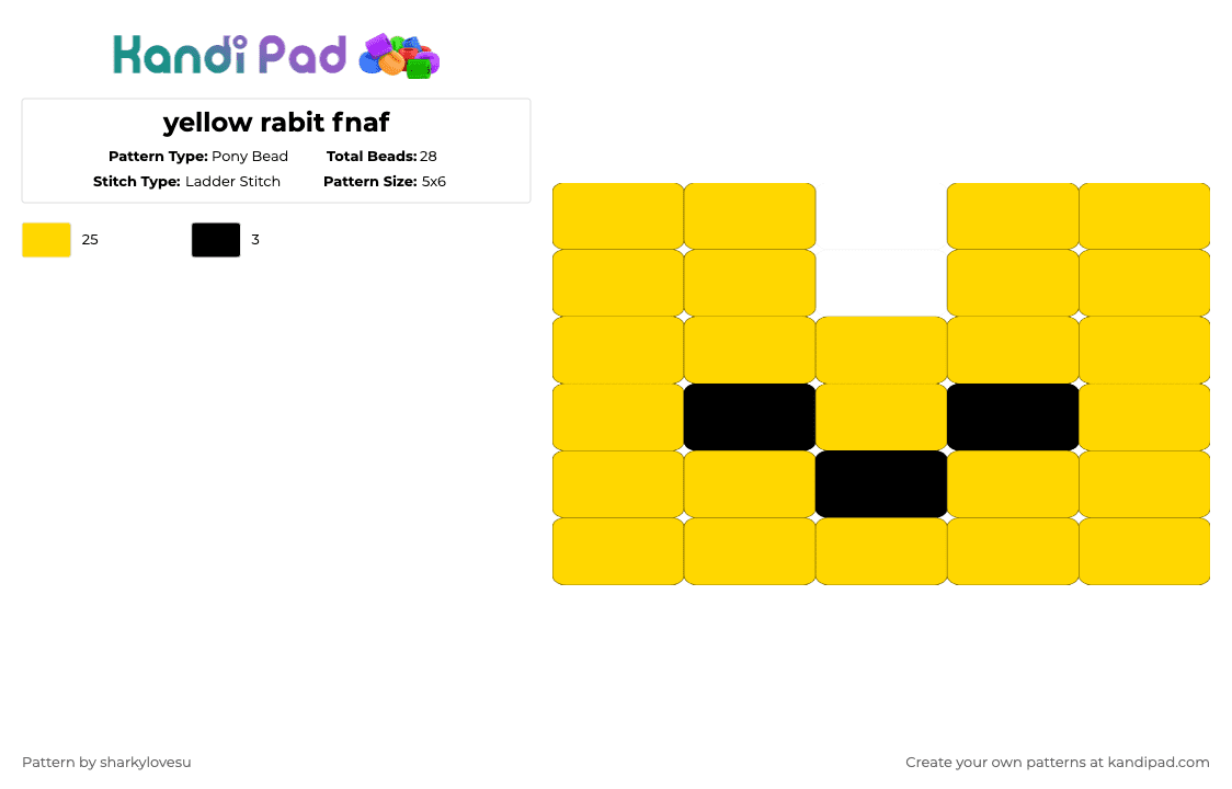 yellow rabit fnaf - Pony Bead Pattern by sharkylovesu on Kandi Pad - yellow