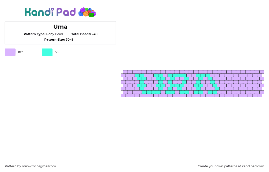 Uma - Pony Bead Pattern by miiowthcosgmailcom on Kandi Pad - uma musume racing association,ura,cuff,equine,racing,thrill,track,elegance,excit