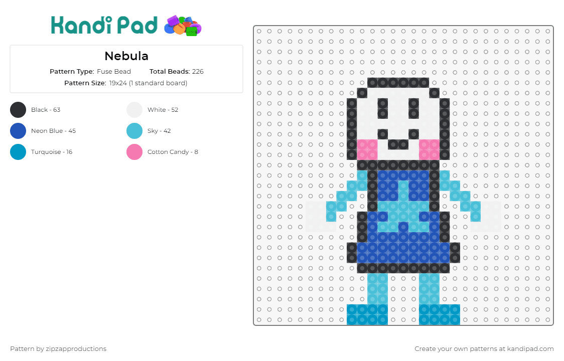Nebula - Fuse Bead Pattern by zipzapproductions on Kandi Pad - nebula,vocaloid,music,creative,delightful,digital,animation,passion,blue