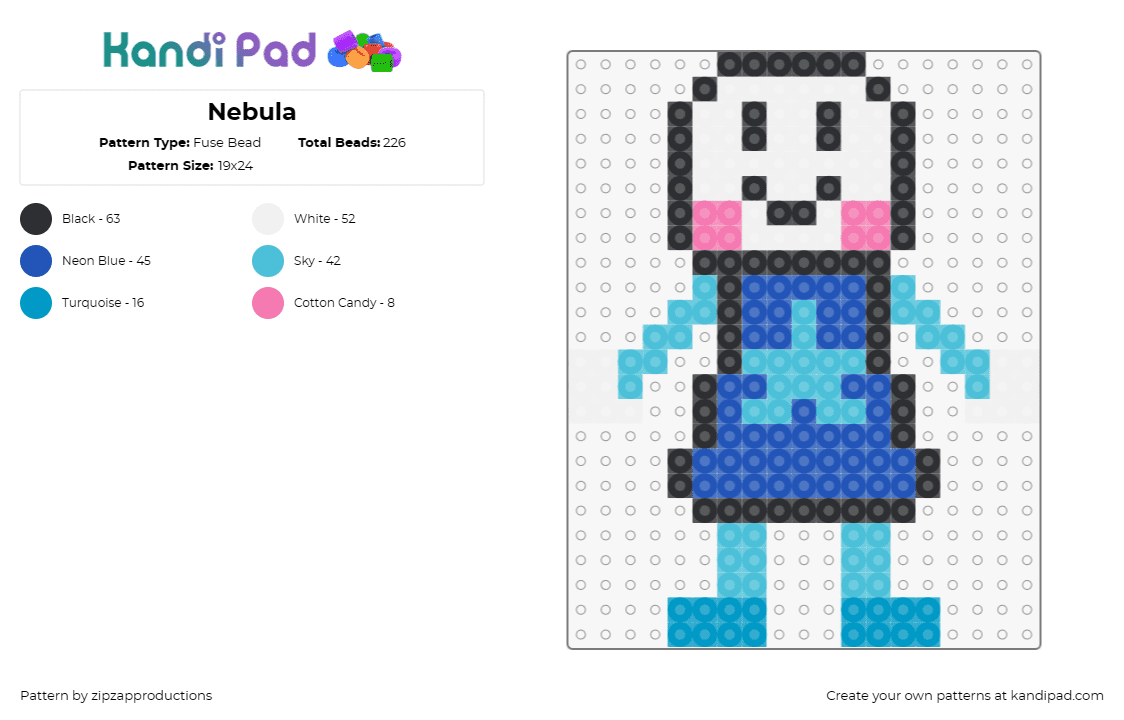 Nebula - Fuse Bead Pattern by zipzapproductions on Kandi Pad - nebula,vocaloid,music,digital,animation,passion,blue