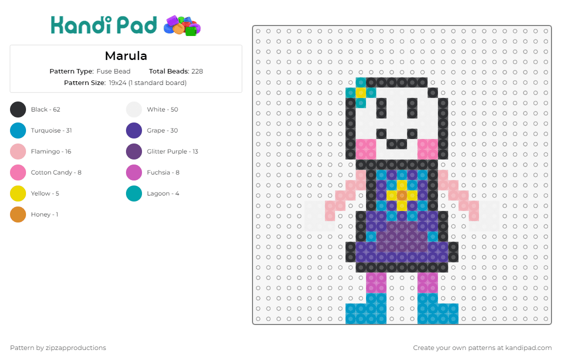 Marula - Fuse Bead Pattern by zipzapproductions on Kandi Pad - marula akapane,vocaloid,music,character,animation,playful,vibrant,dress,spirit,blue