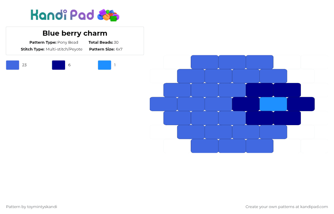 Blue berry charm - Pony Bead Pattern by toymintyskandi on Kandi Pad - blue