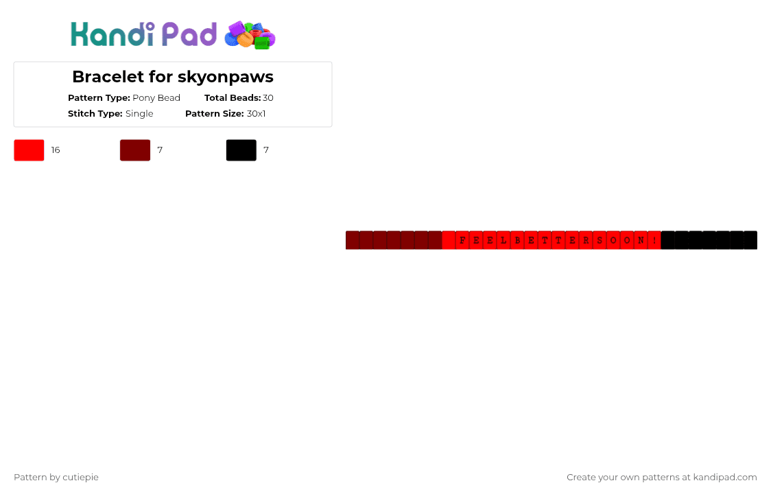 Bracelet for skyonpaws - Pony Bead Pattern by cutiepie_is_very_cute_and_cudd on Kandi Pad - brown,red,skyonpaws