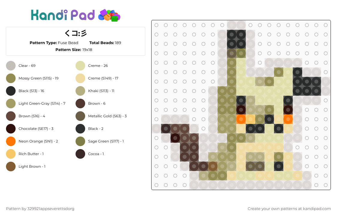 くコ:彡 - Fuse Bead Pattern by 329921appseverettsdorg on Kandi Pad - gold,yellow,beige