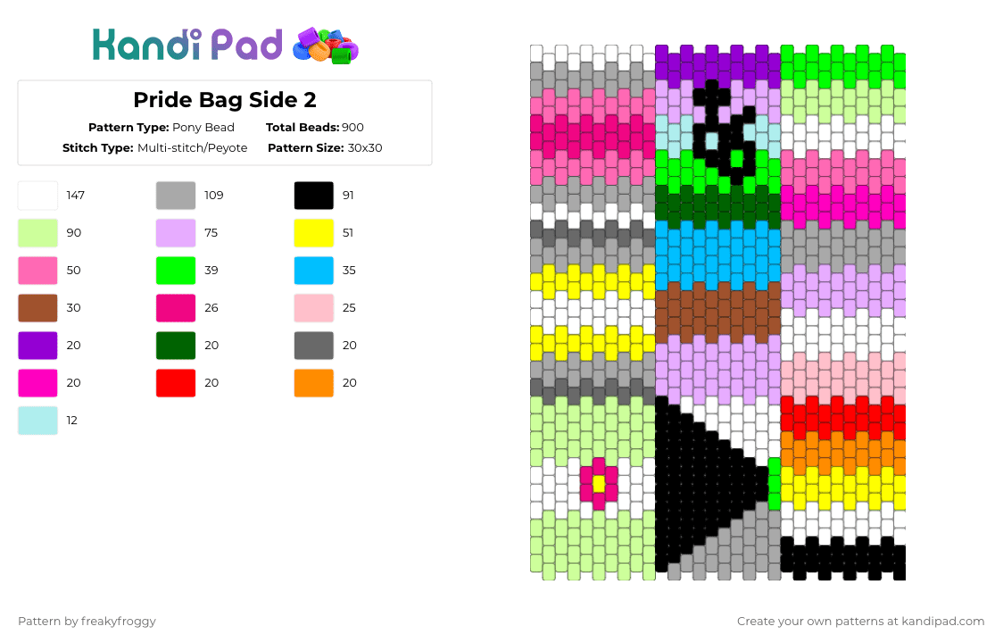 Pride Basket Side 2 - Pony Bead Pattern by freakyfroggy on Kandi Pad - beige,pink,yellow,gay,bag,lgbtq,lgbtqia,rainbow,big