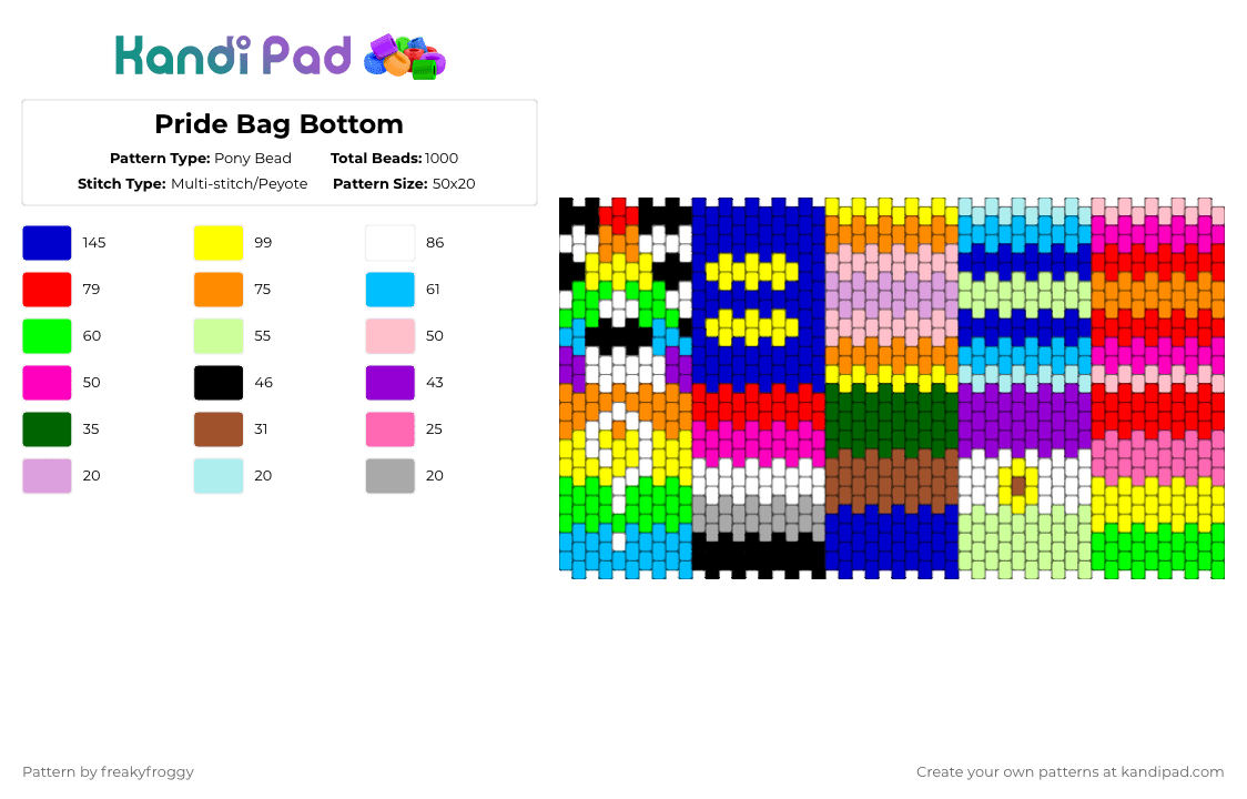 Pride Basket Bottom - Pony Bead Pattern by freakyfroggy on Kandi Pad - red,yellow,purple,pink,pride,bag,big,large,lgbtq,lgbtqia,gay