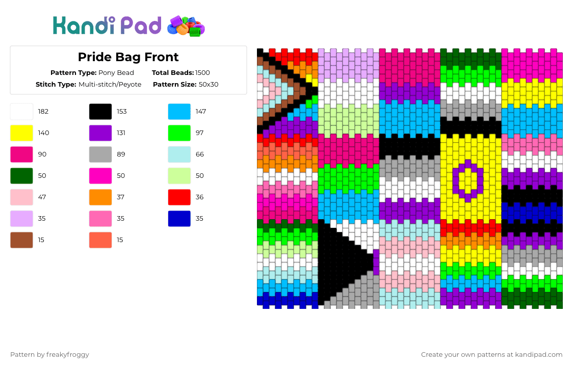 Pride Basket Front - Pony Bead Pattern by freakyfroggy on Kandi Pad - pink,light blue,purple,colorful,pride,rainbow,bag,lgbtq,lgbtqia,gay,lesbian,bisexual