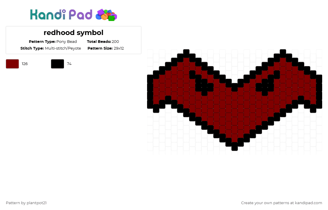redhood symbol - Pony Bead Pattern by plantpot21 on Kandi Pad - black,brown,batman,redhood,jason todd