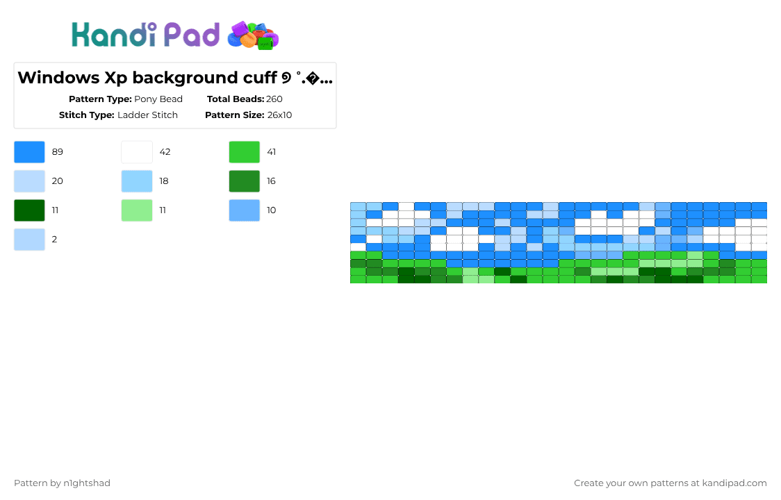Windows Xp background cuff ୭ ˚.🌐◞🐠𓈒 - Pony Bead Pattern by b2rrygnb_n1ghtshad3 on Kandi Pad - light blue,windows xp,aero,frutiger,2000s,frutigeraero,sky,hill