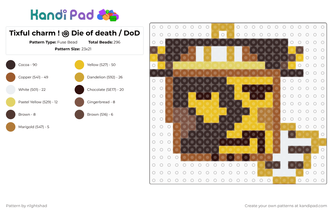 Tixful charm ! ౷ Die of death / DoD - Fuse Bead Pattern by b2rrygnb_n1ghtshad3 on Kandi Pad - brown,tix,txiful,forsaken,roblox,die of death,classic roblox