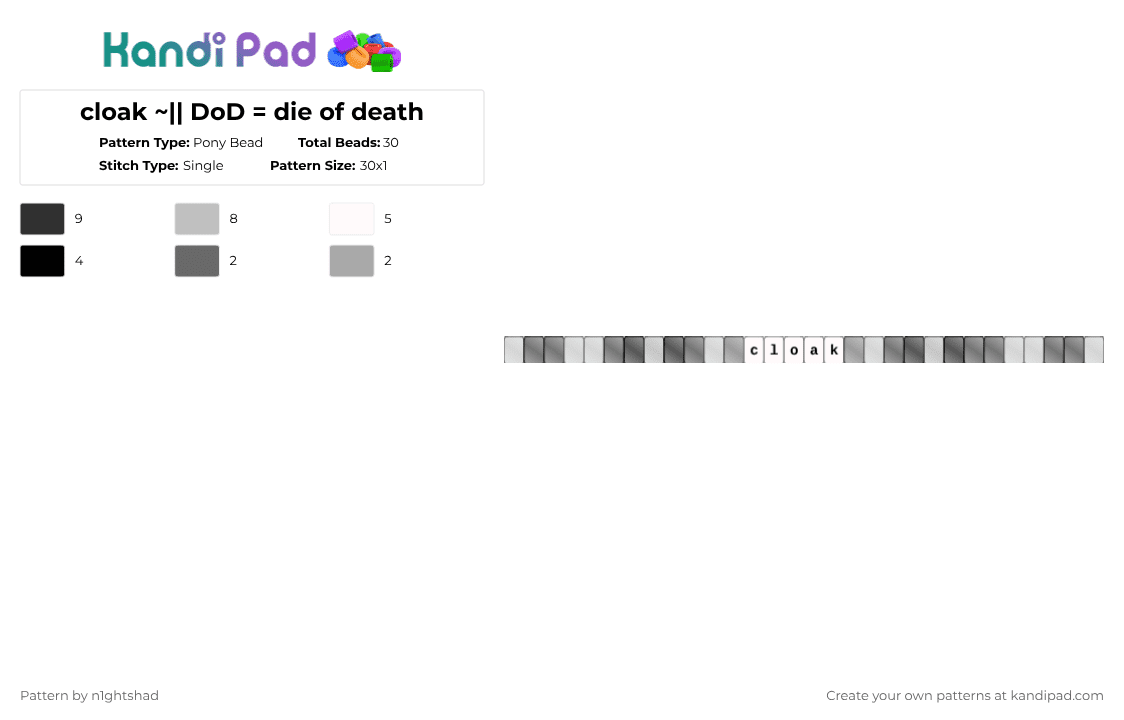 cloak ~|| DoD = die of death - Pony Bead Pattern by b2rrygnb_n1ghtshad3 on Kandi Pad - beige,die of death,roblox,forsaken,dod,cloak