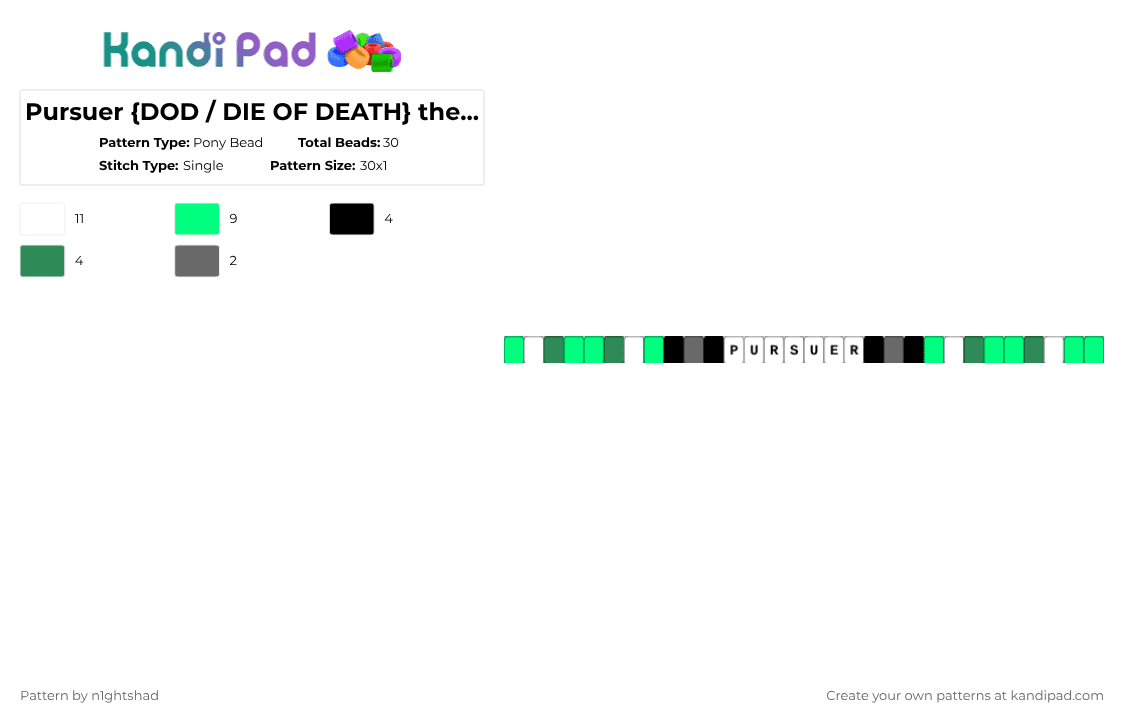 Pursuer ౷ DoD ^^ die of death - Pony Bead Pattern by b2rrygnb_n1ghtshad3 on Kandi Pad - teal,pursuer,die of death,forsaken,roblox,dod