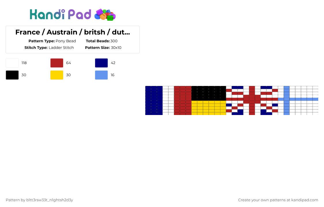 France / Austrain / britsh / dutch !  --> napoleonic flags / L&C / G&B - Pony Bead Pattern by b2rrygnb_n1ghtshad3 on Kandi Pad - purple,red,france,austrain,united kingdom,dutch,napoleonic,war,flags