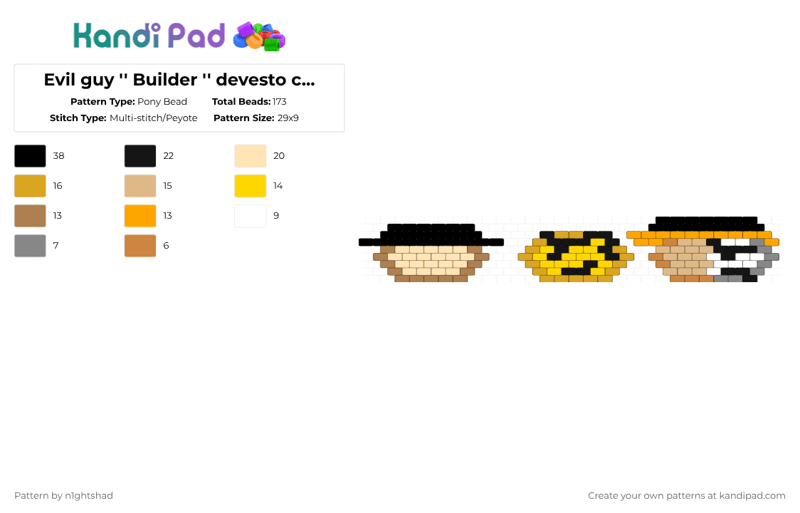 Evil guy \'\' Builder \'\' devesto charms ! ౷ Die of death / DoD - Pony Bead Pattern by b2rrygnb_n1ghtshad3 on Kandi Pad - beige,orange,roblox,forsaken,die of death,dod,artful,devesto