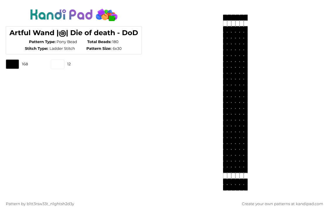 Artful Wand |౷| Die of death - DoD - Pony Bead Pattern by b2rrygnb_n1ghtshad3 on Kandi Pad - black,forsaken,die of death,roblox,artful