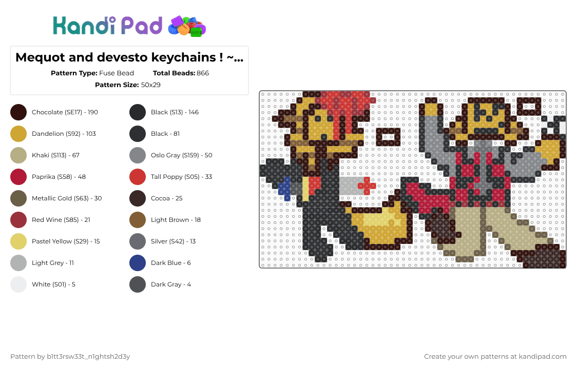 Mequot and devesto keychains ! ~ { Die of death / DoD} (DESC!) - Fuse Bead Pattern by b2rrygnb_n1ghtshad3 on Kandi Pad - brown,red,orange,beige,roblox,die of death,forsaken,devesto,keychain,dod