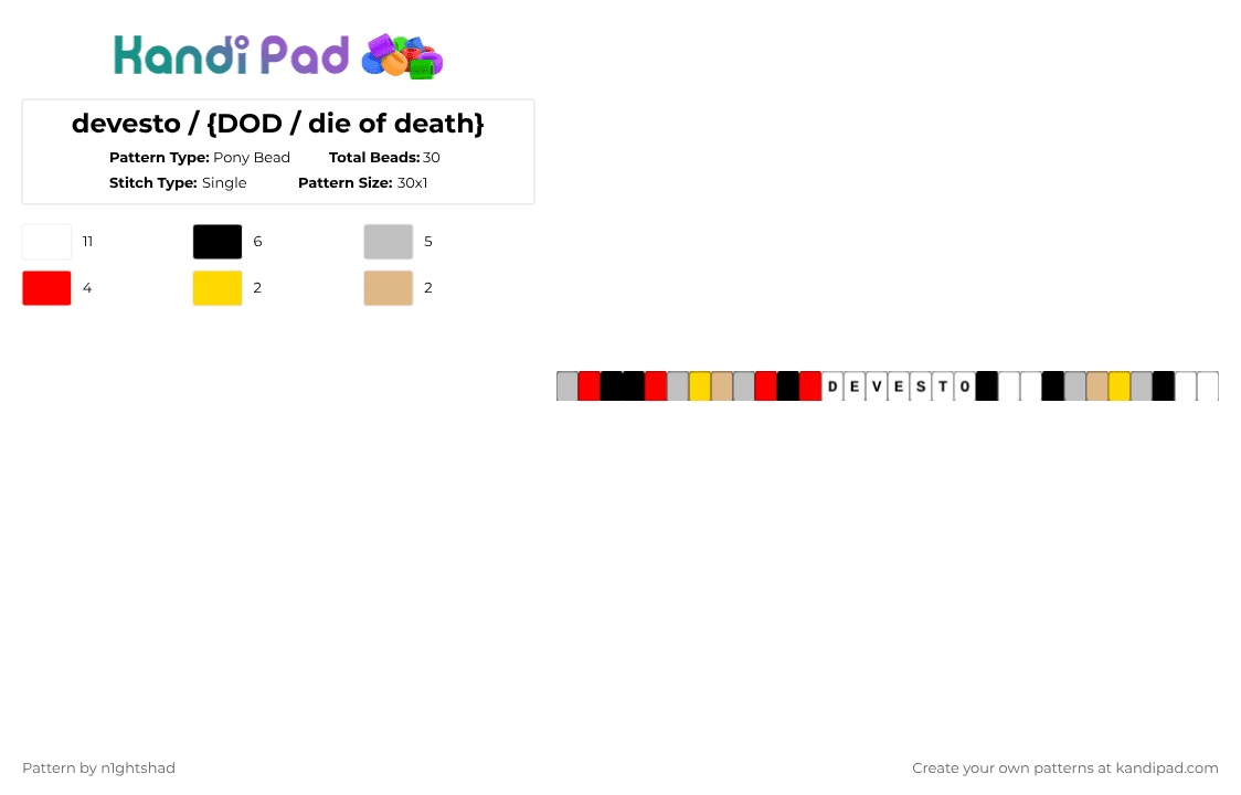 devesto / {DOD / die of death} - Pony Bead Pattern by b2rrygnb_n1ghtshad3 on Kandi Pad - beige,forsaken,roblox,devesto,artful,die of death,dod