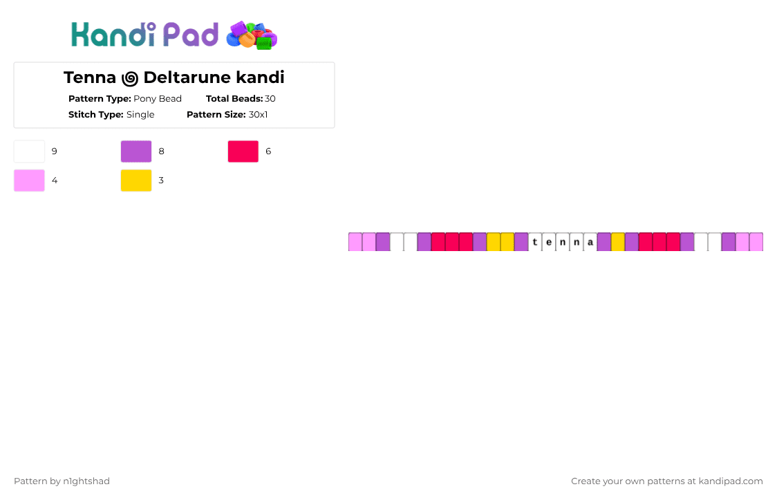Tenna ౷ Deltarune kandi - Pony Bead Pattern by b2rrygnb_n1ghtshad3 on Kandi Pad - pink,deltarune,undertale,tenna,spamton,tvtime