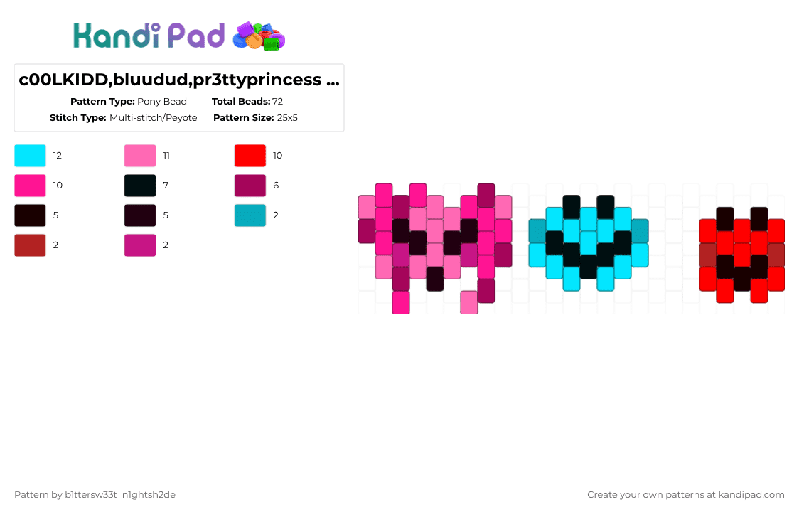 c00LKIDD,bluudud,pr3ttyprincess {} matching forsaken charms! - Pony Bead Pattern by b2rrygnb_n1ghtshad3 on Kandi Pad - pink,roblox,c00lkidd,bluudud,pr3ttyprincess,forsaken,charms
