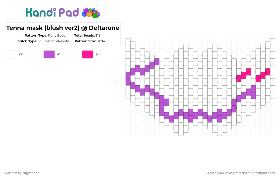 Tenna mask (blush ver2) ౷ Deltarune - Pony Bead Pattern by b2rrygnb_n1ghtshad3 on Kandi Pad - white,tenna,deltarune,undertale,mr tenna,tv time,mask,mr ant tenna