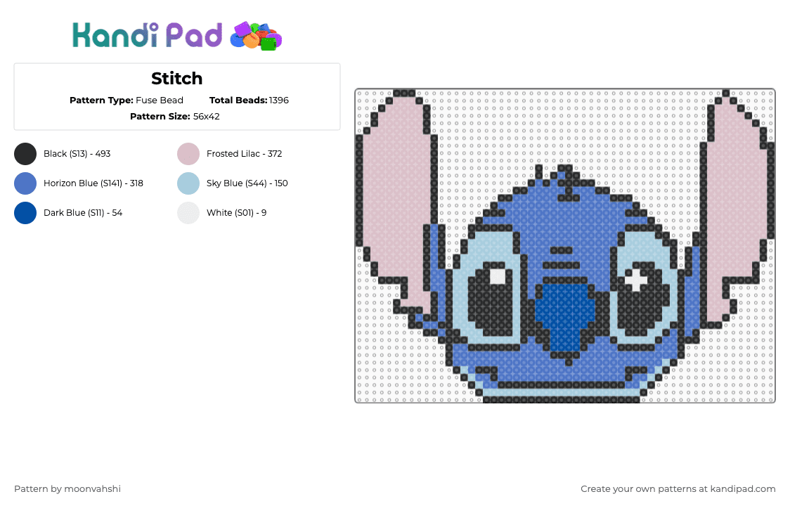 Stitch - Fuse Bead Pattern by moonvahshi on Kandi Pad - beige,blue,stitch,lilo stitch,cartoon
