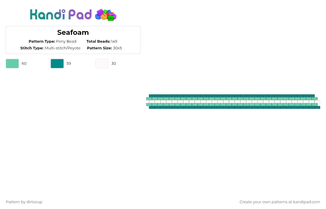 Seafoam - Pony Bead Pattern by dirtsoup on Kandi Pad - teal