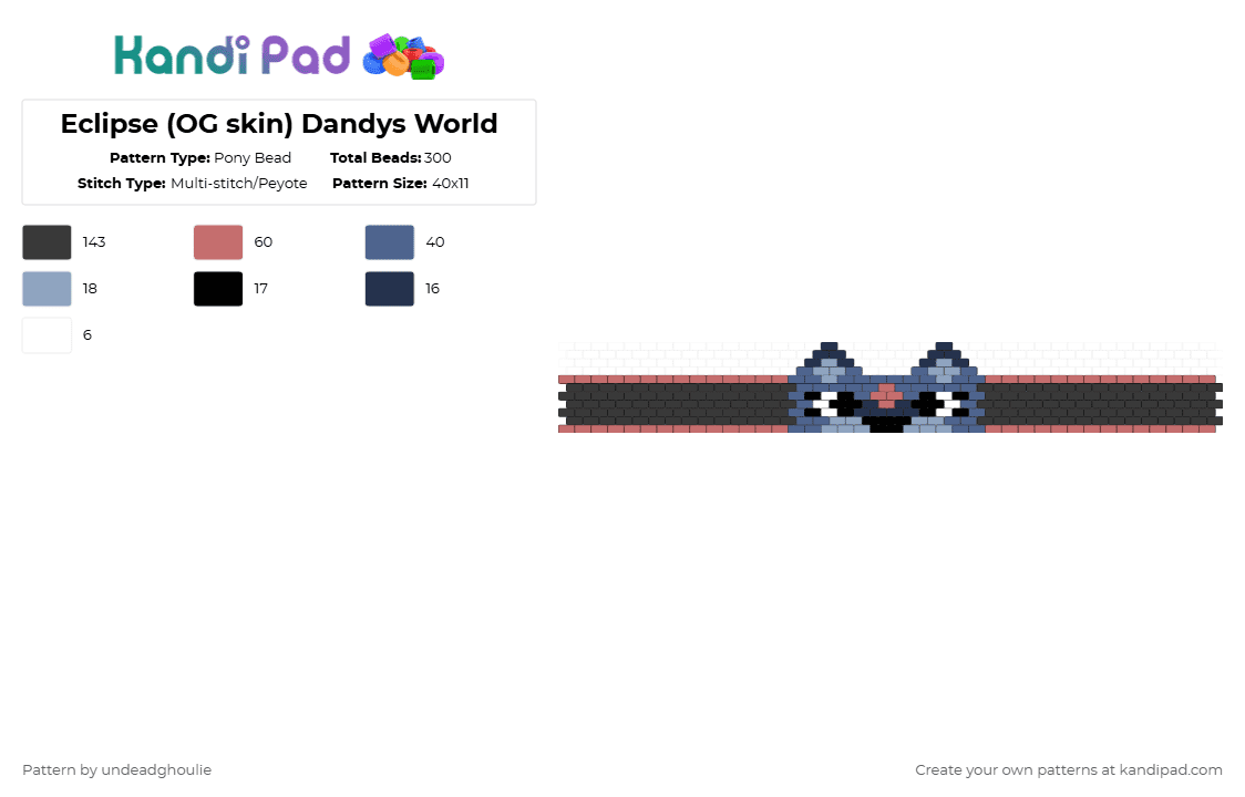 Eclipse (OG skin) Dandys World - Pony Bead Pattern by undeadghoulie on Kandi Pad - black,blue,red,danys world,wolf
