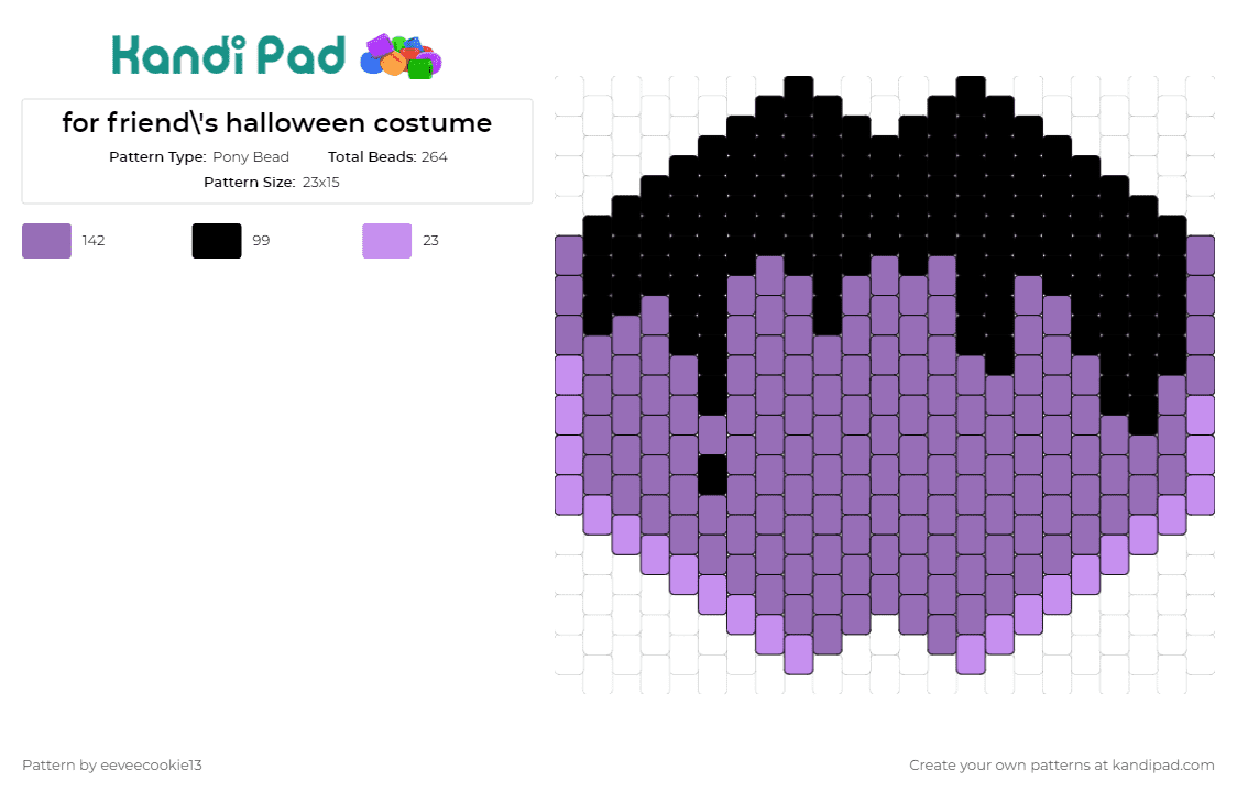 for friend\'s halloween costume - Pony Bead Pattern by eeveecookie13 on Kandi Pad - drippy,mask,halloween,costume,mysterious,gradient,spooky,creative,black,purple