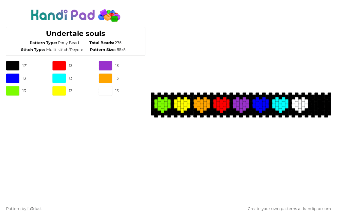 Undertale souls - Pony Bead Pattern by fa3dust on Kandi Pad - black,purple,undertale,game,souls,undertale souls,multistitch,video game,undertale cuff,multistitch cuff