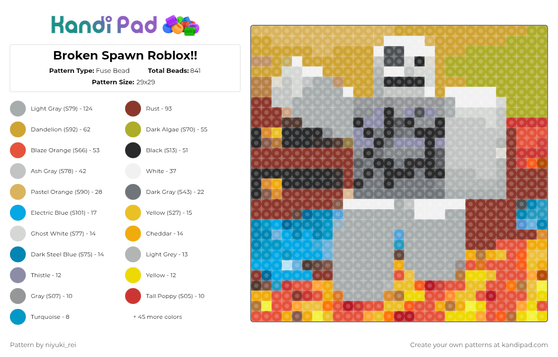 Broken Spawn Roblox!! - Fuse Bead Pattern by niyuki_rei on Kandi Pad - 