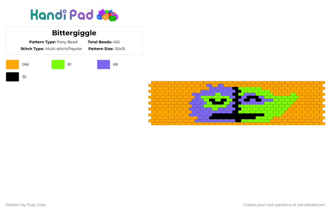 Bittergiggle - Pony Bead Pattern by fizzy_tizzy on Kandi Pad - orange,garten of banban,bittergiggle,gobb,jester,mascot horror