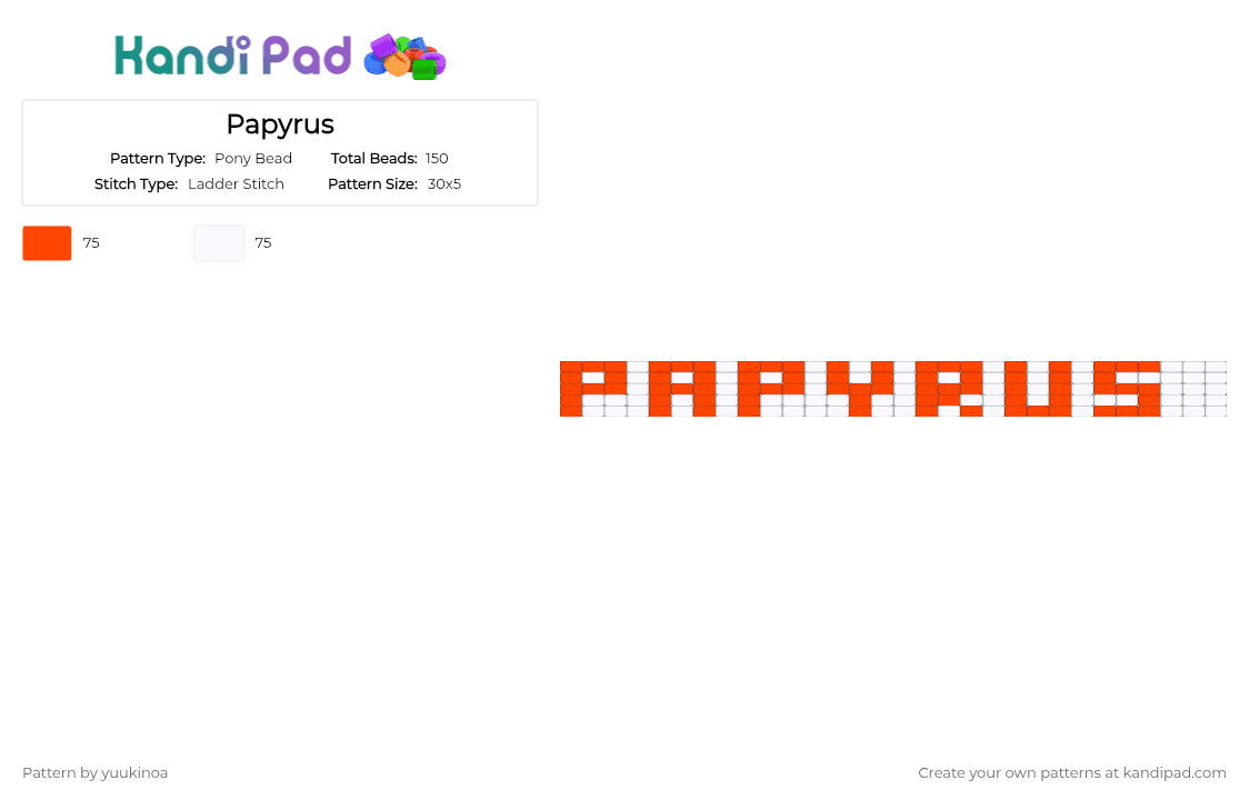 Papyrus - Pony Bead Pattern by yuukinoa on Kandi Pad - red,white