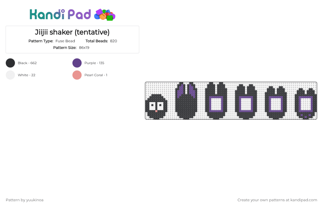 Jiijii shaker (tentative) - Fuse Bead Pattern by yuukinoa on Kandi Pad - black, purple