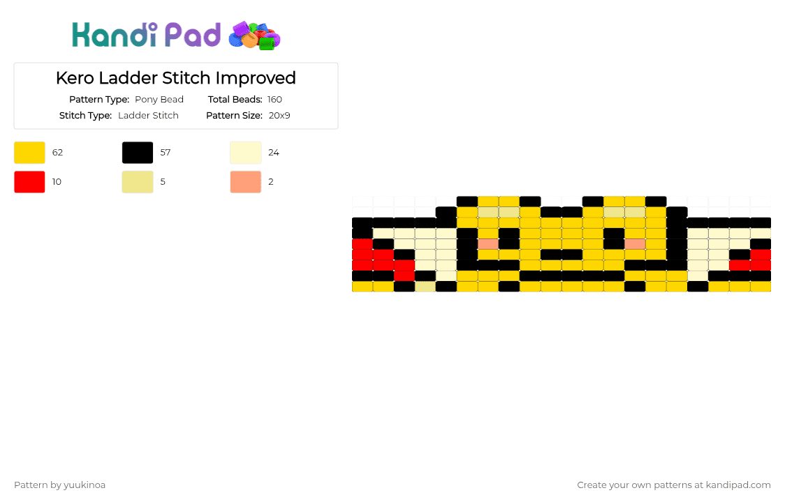 Kero Cuff Mk. 3 - Pony Bead Pattern by yuukinoa on Kandi Pad - yellow